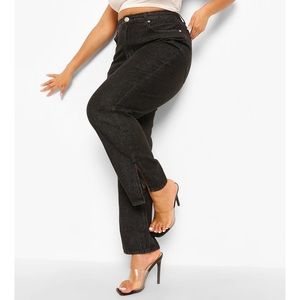 BOOHOO split hem high waisted jeans